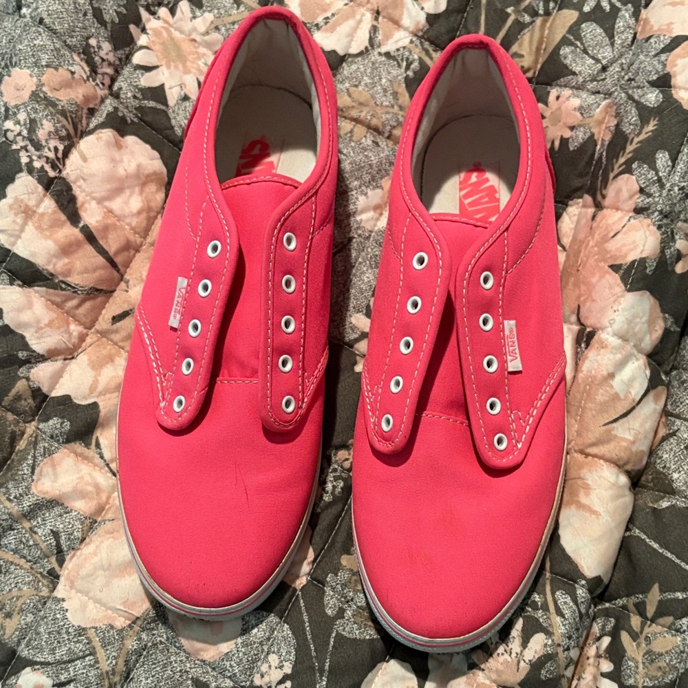 Vans Bold Pink Canvas Slip-Ons